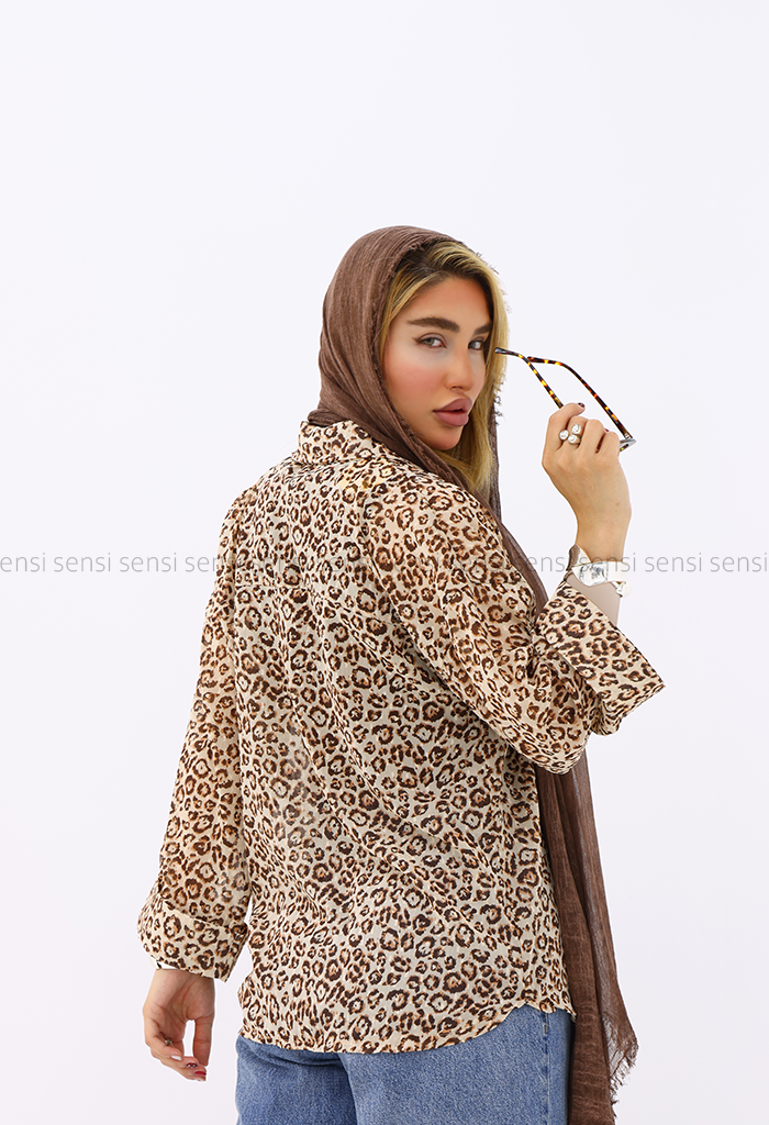 شومیز زنانه پلنگی شیشه ای کد1006088